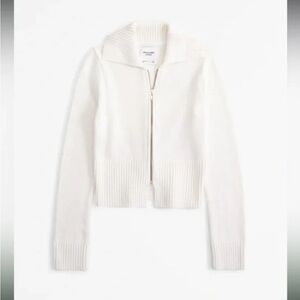 Abercrombie & Fitch Cream Zip-Up Cardigan